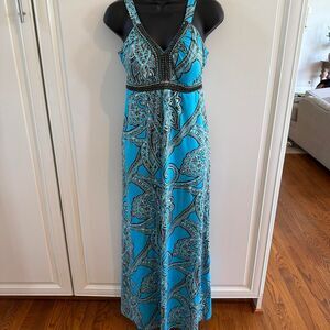Vintage INC Y2K blue boho beaded maxi dress